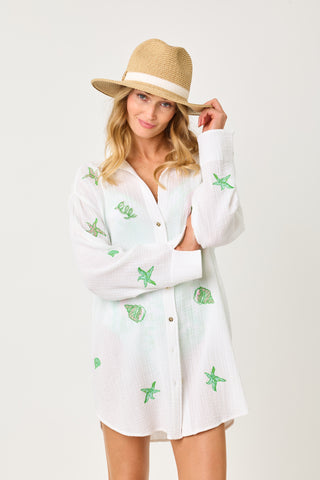 Resort White Ship To Shore Embroidery