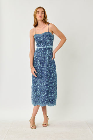 Starlight Navy X Capri Blue Queen Scallop Eyelet