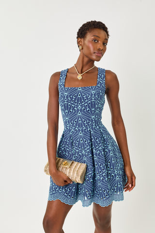 Starlight Navy X Capri Blue Queen Scallop Eyelet