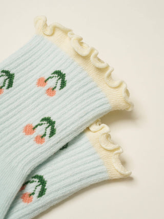 Cherry Ruffle Grip Sock