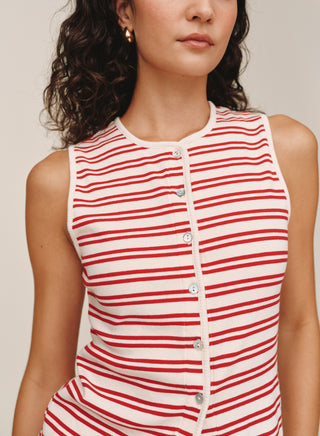 B20079-L09-304 - SLEEVELESS FITTED BUTTON DOWN TOP
