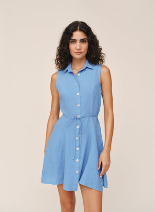 B6789-331-302 - SLEEVELESS SEAMED SHIRT DRESS
