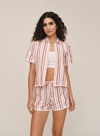 B20058-L13-304 - SHORT SLEEVE FRAY HEM SHIRT
