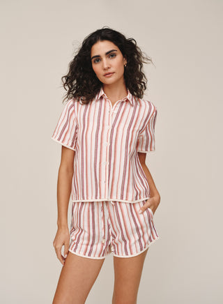 B20058-L13-304 - SHORT SLEEVE FRAY HEM SHIRT