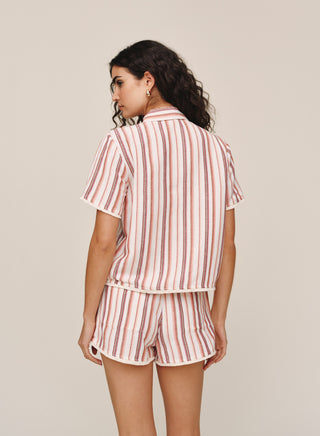 B20058-L13-304 - SHORT SLEEVE FRAY HEM SHIRT