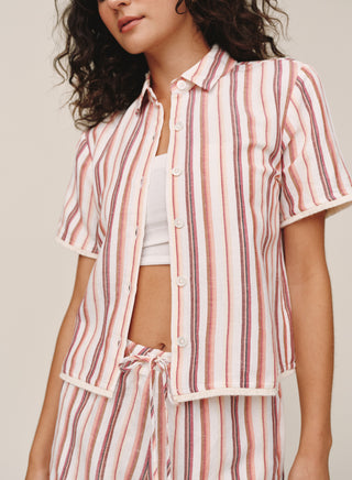 B20058-L13-304 - SHORT SLEEVE FRAY HEM SHIRT