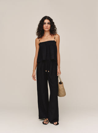 B3460-W94-302 - BEADED DRAWSTRING BEACH PANT