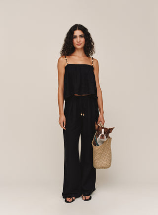 B3460-W94-302 - BEADED DRAWSTRING BEACH PANT