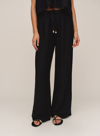 B3460-W94-302 - BEADED DRAWSTRING BEACH PANT