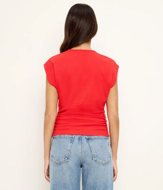 JONI CREW NECK POWER SHOULDER TOP