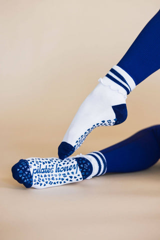 Porto Navy Ruffle Grip Sock