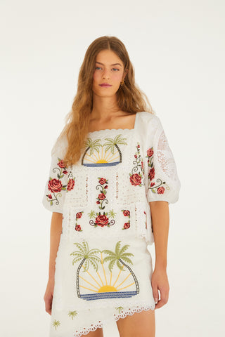 TROPI OFF-WHITE SCARF SHORT SLEEVE