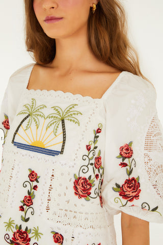 TROPI OFF-WHITE SCARF SHORT SLEEVE