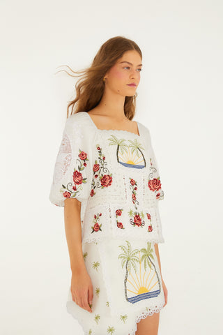 TROPI OFF-WHITE SCARF SHORT SLEEVE