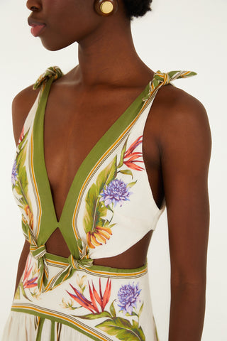 TROPICAL SCARF SAND MAXI DRESS