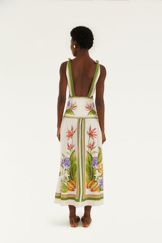TROPICAL SCARF SAND MAXI DRESS