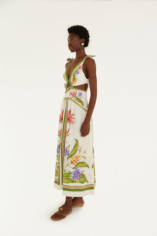 TROPICAL SCARF SAND MAXI DRESS
