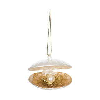 Christmas Oyster Shell & Pearl Blown Glass Ornament