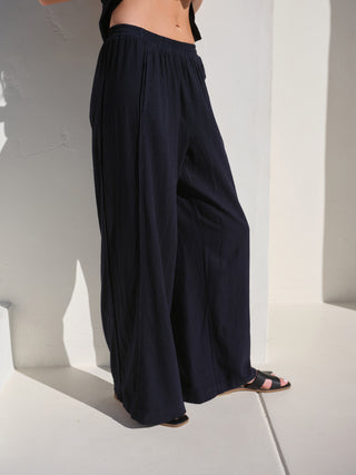 SU26-449-6297 - LINEN DOUBLE PIPED WIDE LEG PANT