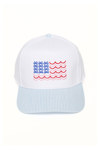 Americana USA Wave Bow Flag Embroidered Baseball Cap