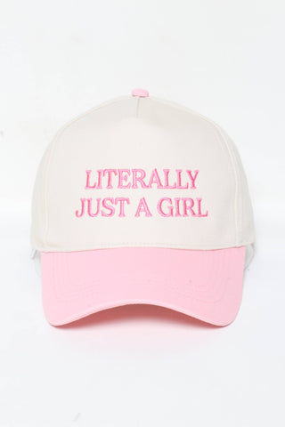 LITERALLY JUST A GIRL Embroidery Two Tone Baseball Cap
