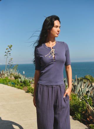 SP26-361-H08 - LACE UP COASTAL TOP