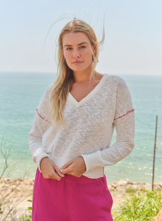 SP26-CS-H60 - V-NECK SWEATER W/ CONTRAST STITING