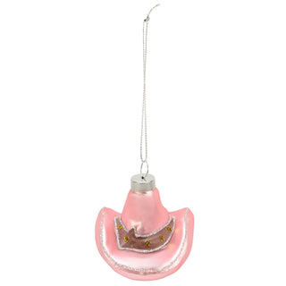 Glass Cowgirl Hat Ornament