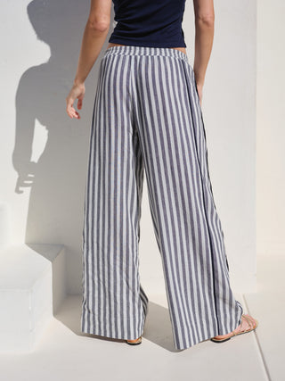 SU26-707-6303 - LINEN STRIPE DOUBLE PIPED WIDELEG PANT