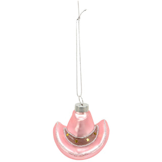 Glass Cowgirl Hat Ornament