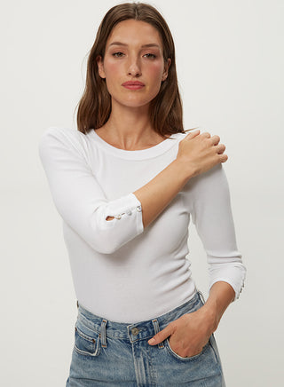 JOYCE 3/4 BUTTON SLEEVE TEE