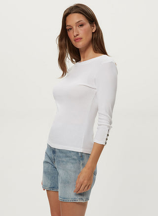 JOYCE 3/4 BUTTON SLEEVE TEE