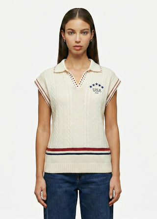 USA 250 PURE COTTON CABLE POLO TANK