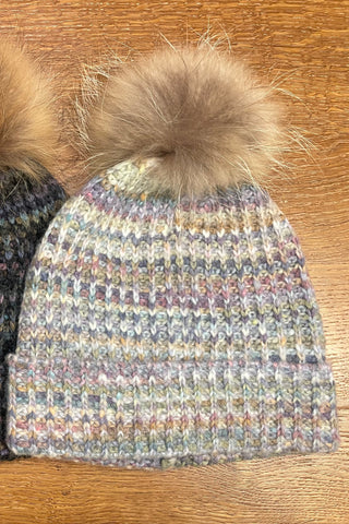 Space Dye Beanie W/ Fur Pom Pom