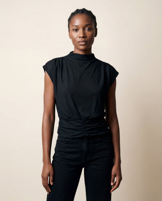 FA26-618-6396 - FINE 2X1 RIB  CAP SLEEVE DRAPE TOP