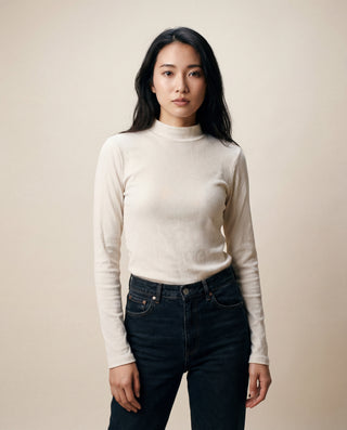 FA26-618-6383 - FINE 2X1 RIB L/S MOCK NECK TOP