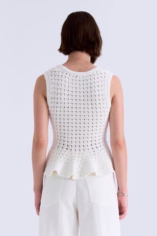 ANNA PEPLUM OPENWORK SWEATER TANK