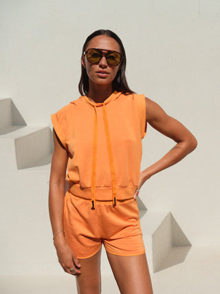 SU26-130-6330 - SOFTEST FLEECE MIXED MEDIA SLEEVELESS HOODIE