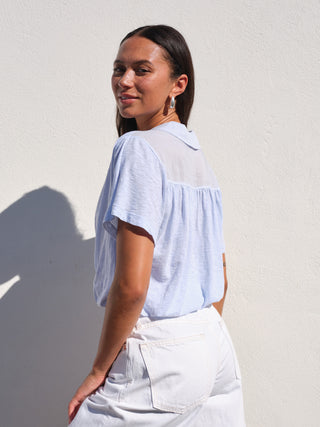 SU26-04-6308 - SUPIMA SLUB JERSEY MIXED MEDIA SURPLICE TOP