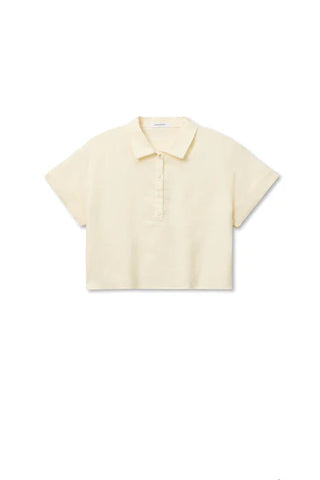 Tabitha Linen Collared Cropped Polo Tee