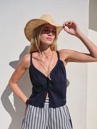 SU26-202-6354 - VOILE V-NECK BUTTONED CAMI