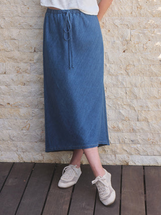 SP26-694-6270 - JAPANESE CHAMBRAY BIASED CUT HIGH-LOW SKIRT