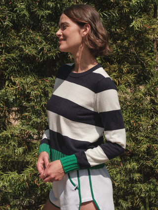 SP26-696-6192 - BLOCK STRIPE CREWNECK SWEATER