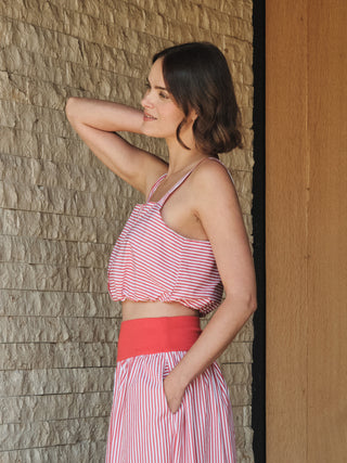 SP26-702-5939 - SPRING STRIPE POPLIN CROPPED BUTTONED TANK