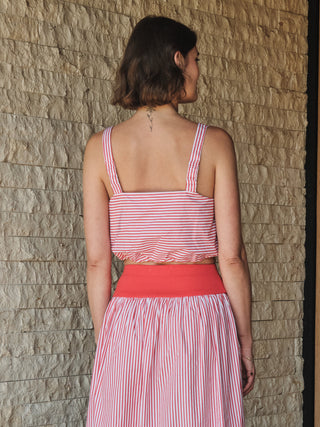 SP26-702-5939 - SPRING STRIPE POPLIN CROPPED BUTTONED TANK
