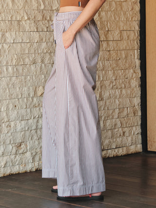 SP26-702-6233 - SPRING STRIPE POPLIN WIDE LEG TROUSER