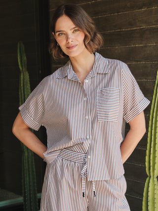 SP26-702-6235 - SPRING STRIPE POPLIN CAMP SHIRT