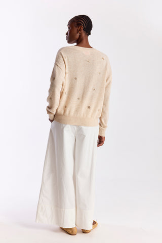 SEA EMBROIDERY V NECK