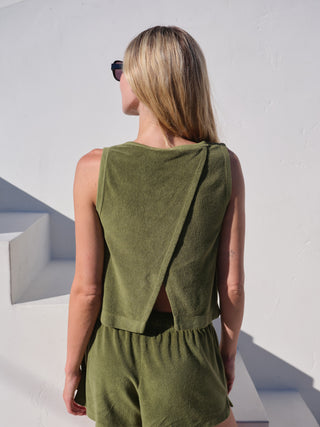 SU26-530-6337 - LOOP TERRY OPEN BACK SLEEVELESS TOP