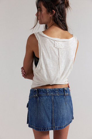 HERA STUDDED DENIM MINI SKIRT